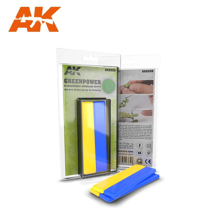 AK Interactive Greenpower 2 Component Modeling Putty (2 x 10cm Strips) AK-8208