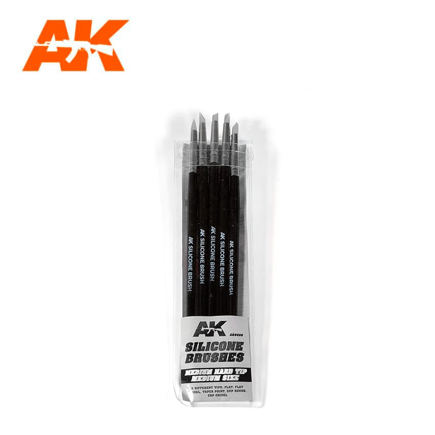 AK Interactive Silicone Brushes Medium Hard Tip, Medium - 5Pk #AK-9086