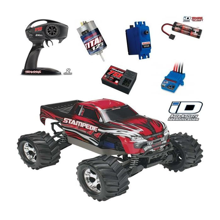 Traxxas Stampede 4X4 brushed Titan 12t motor and XL-5 ESC Red