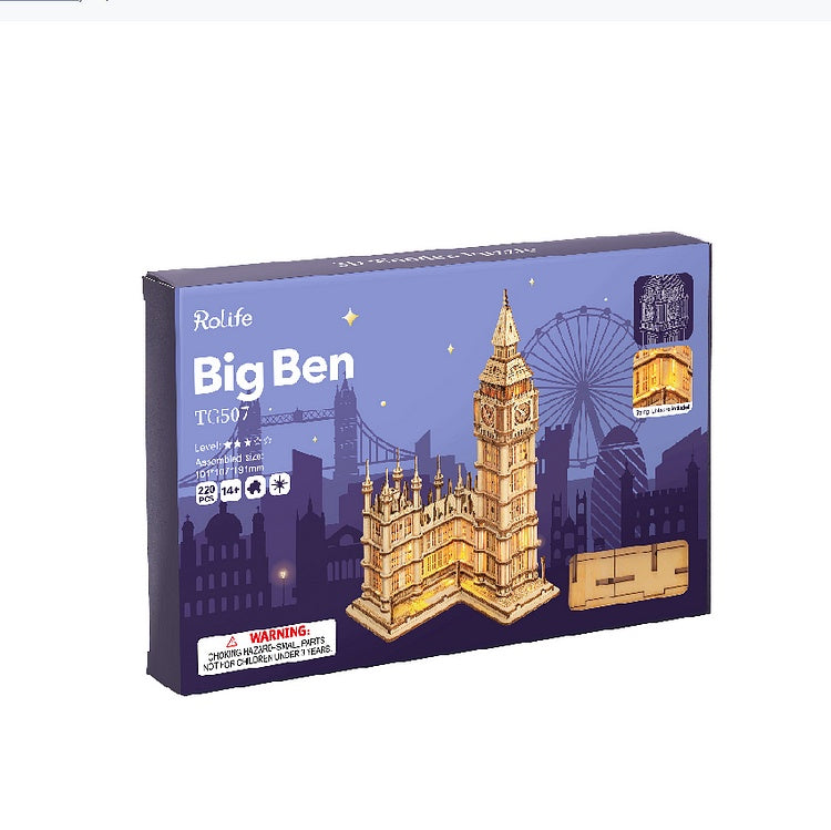 Rolife Big Ben With Lights Architecture 3D Wooden PuzzleTG507