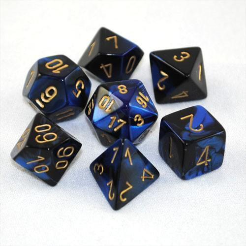 Chessex Gemini 7-Die Set Black-Blue/Gold CHX26435