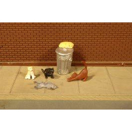 Bachmann Cats with Garbage Can (HO) #33107