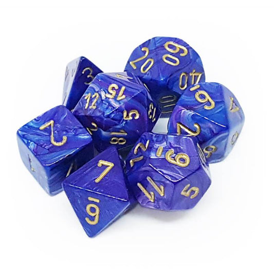 Chessex Lustrous 7-Die Set Purple/Gold CHX27497
