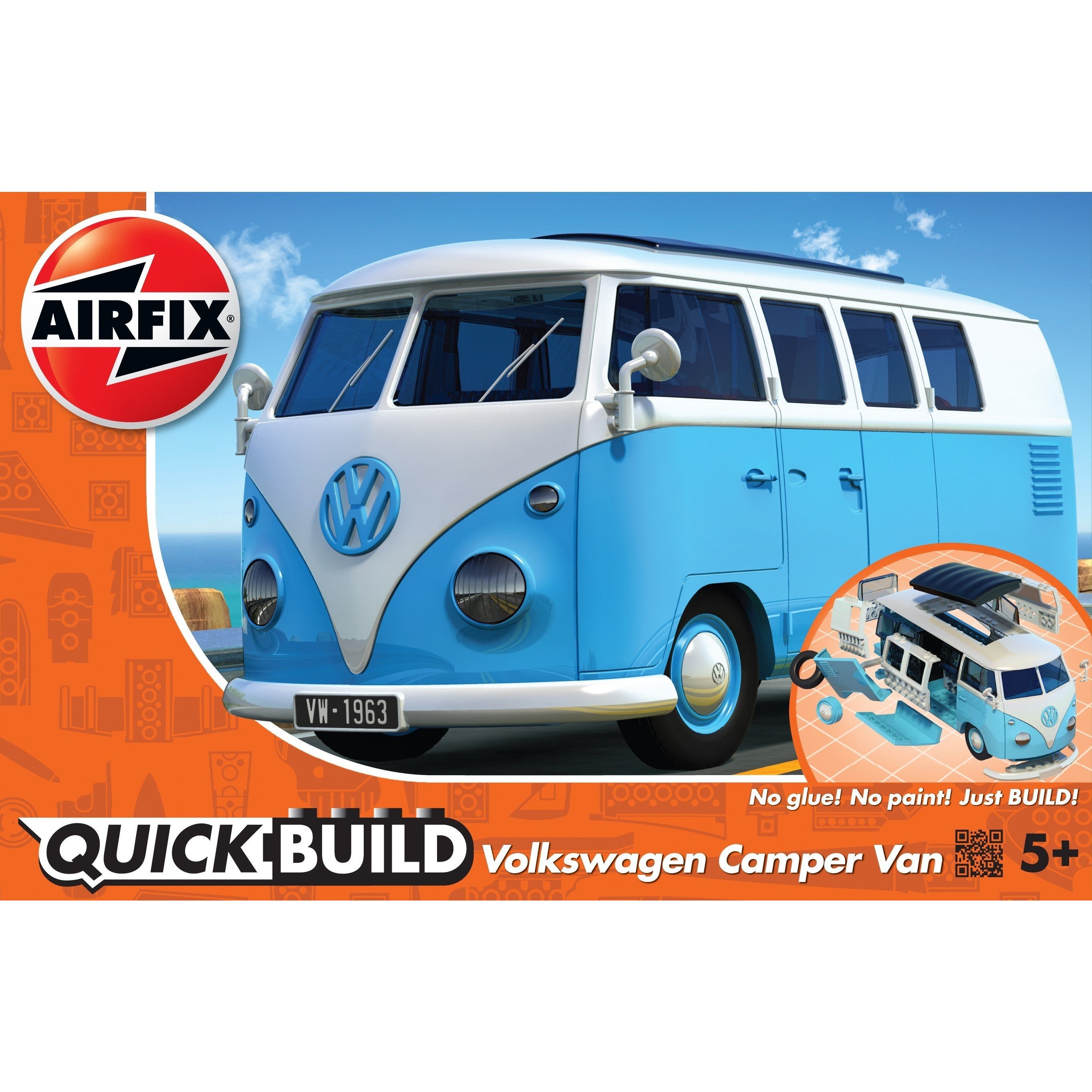 VW Camper Van (Blue) 1/24 Quick Build Car Kit #J6024 by Airfix