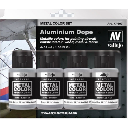 VAL77603 Aluminum Dope Metal Paint Set