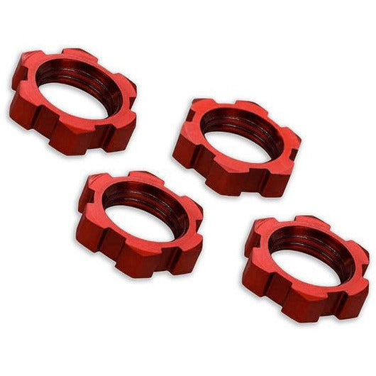 Traxxas Wheel Nuts, Splined, 17mm, Serrated (red-anodized) (4)