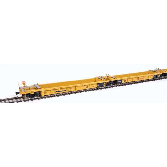 Thrall 5-Unit Rebuilt 40' Well Car - TTX DTTX #748227 A-E (yellow, black, small red logo, yellow conspicuity stripe) [HO]