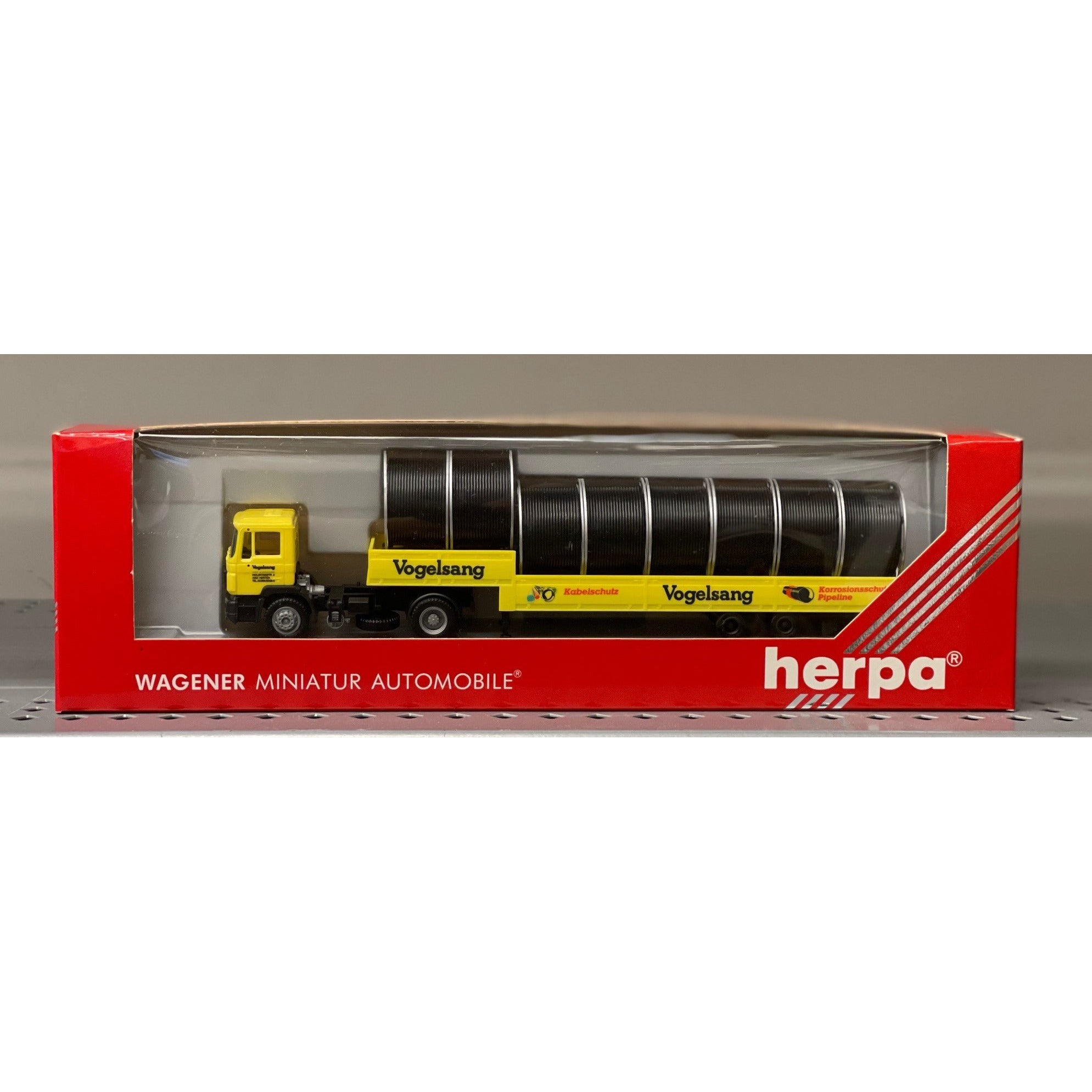 Herpa Wagener Miniature Automobile 1:87 (HO) #864008 Vogelsang Flat Bed with Cable Drums
