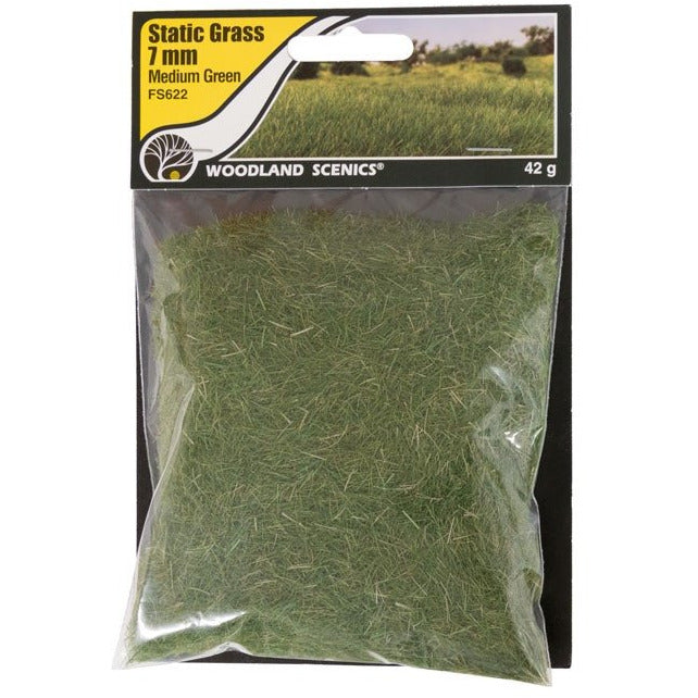 Woodland Scenics Static Grass - 7mm Medium Green WOO622