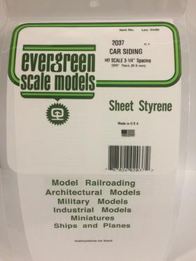 Evergreen #2037 - .037" Opaque White Polystyrene HO Scale Freight Car Siding