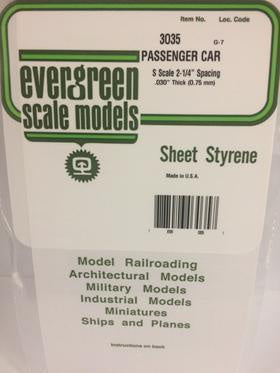 Evergreen #3035 - .035" Opaque White Polystyrene Passenger Car Siding