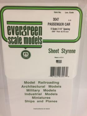 Evergreen #3047 - .047" Opaque White Polystyrene Passenger Car Siding