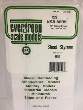 Evergreen #4523 - .040" X .375 Opaque White Polystyrene Standing Seam Roofing