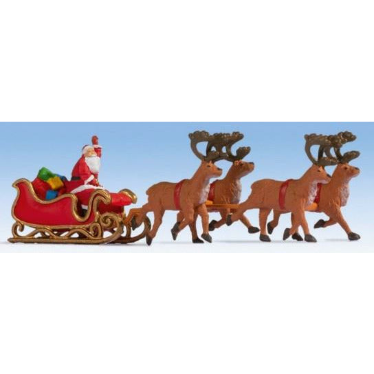 HO scale Santa Claus w/Sleigh & 4 Reindeer