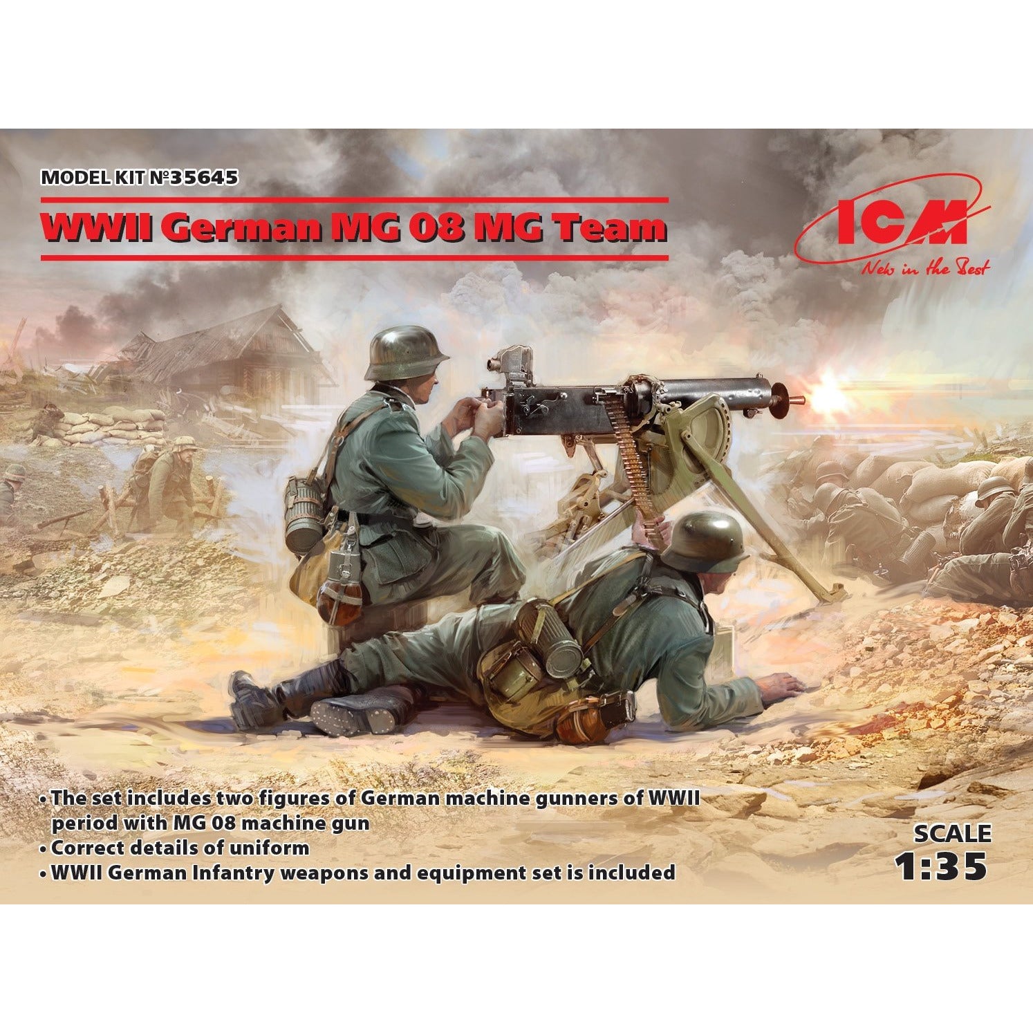 WWII German MG08 MG Team (2 figures) 1/35 by ICM