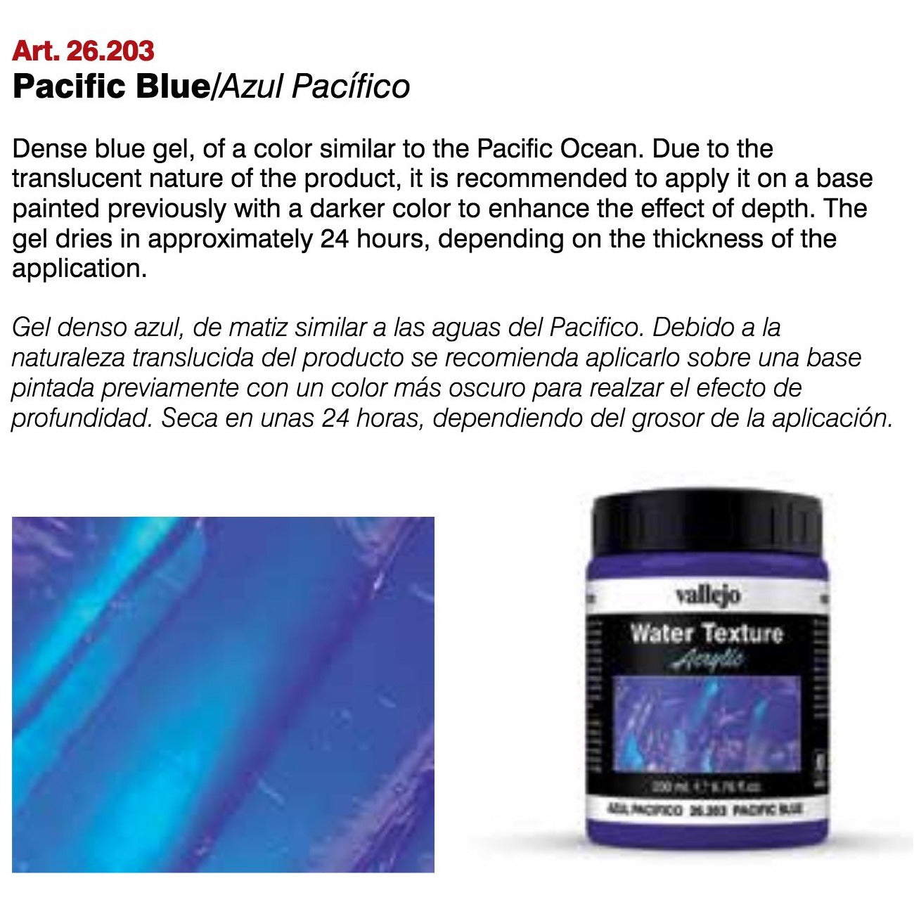 Vallejo Pacific Blue Water Texture Acrylic (200ml) VAL26203