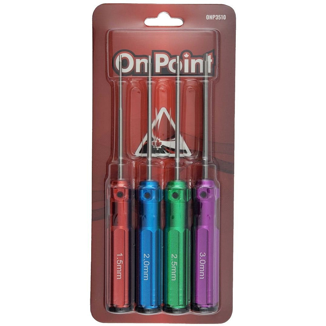 On Point Hex Screwdrivers (4) Size: 1.5mm, 2.0mm, 2.5mm, 3.0mm