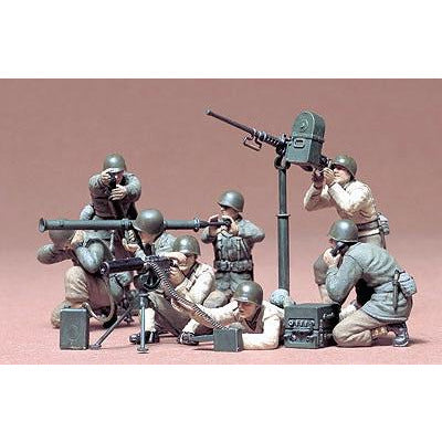 WWII Military Miniatures US Gun & Mortar Team Set #35086 1/35 Figure Kit by Tamiya