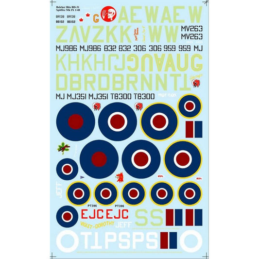 1/48 Canadian RCAF Spitfire Mk IX decals