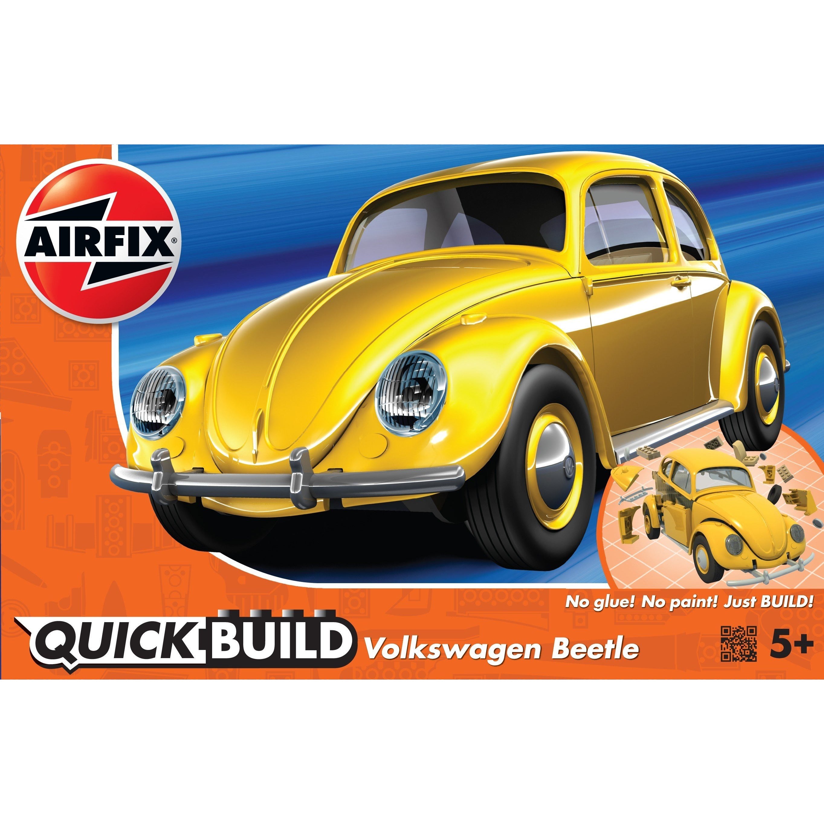 VW Beetle (Yellow) 1/24 Quick Build Car Kit #J6023 by Airfix