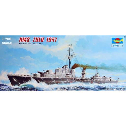 HMS Zulu 1941 1/700 Model Ship Kit #5758 by Trumpeter
