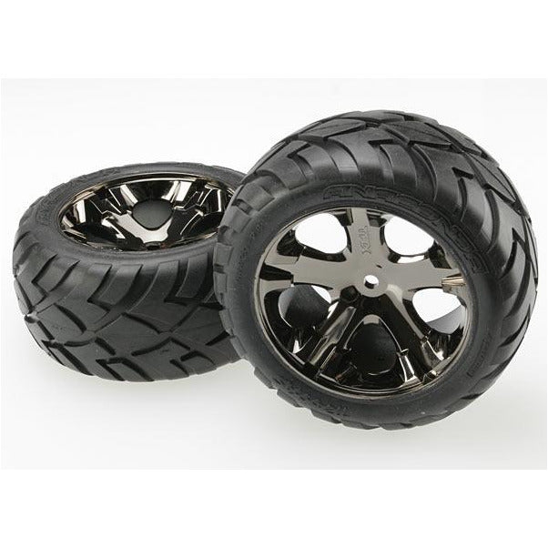 TRA3773A Anaconda Rear Tires w/All-Star Wheels (2) - Black Chrome