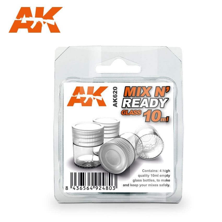 AK Mix N' Ready Glass Bottles 10ml 4pcs