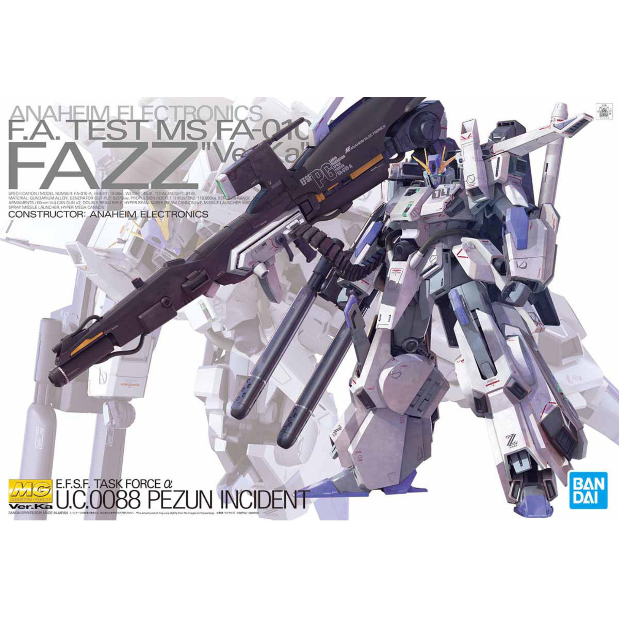 MG 1/100 FA-010A FAZZ Ver. Ka Full Armor Double Zeta Gundam #5058880 by Bandai