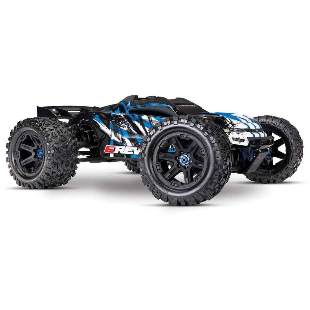 Traxxas E-Revo 2 VXL Brushless 1/8 Scale 4 WD Monster Truck TSM Blue w/VXL-6s ESC & TQi 2.4GHz Radio