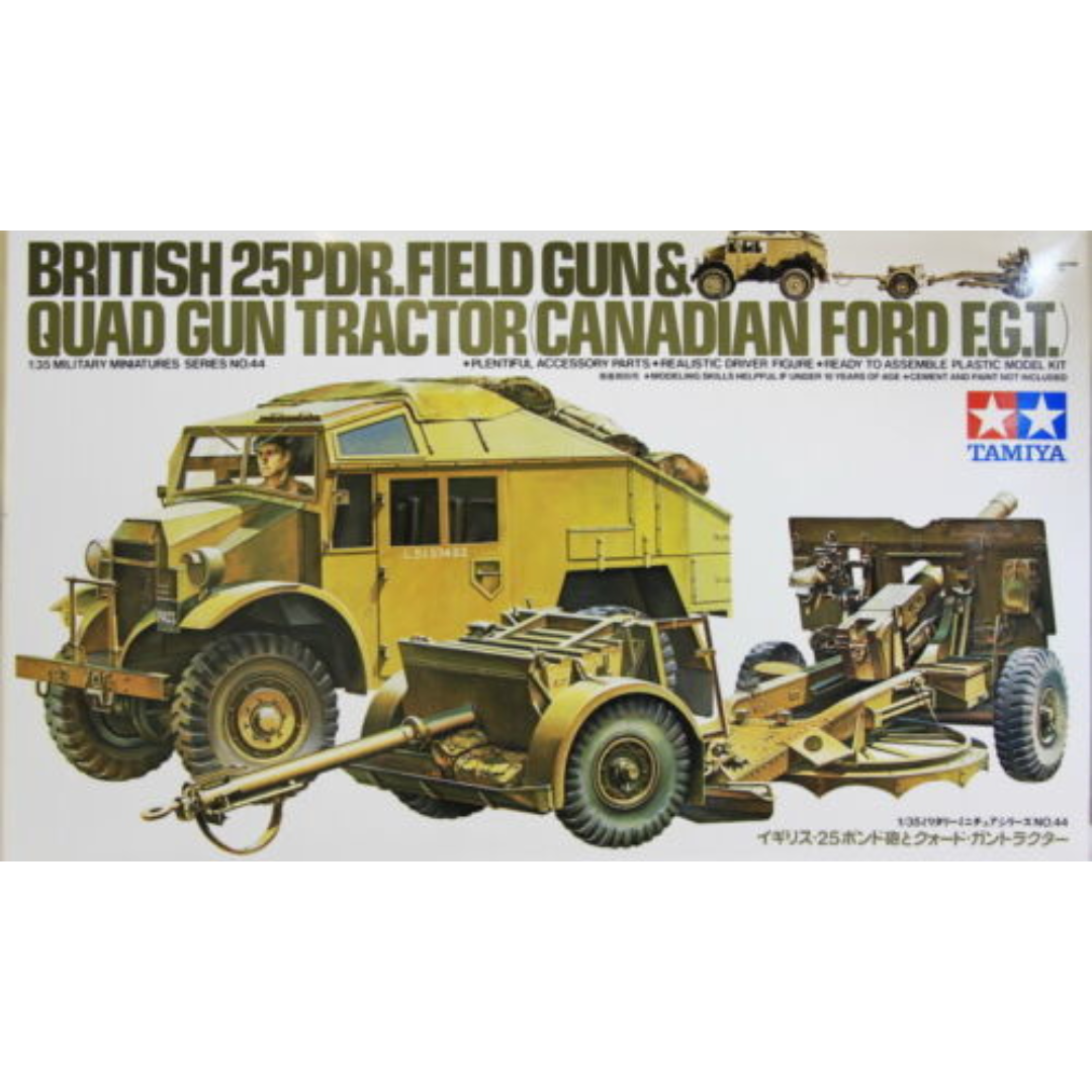 British 25 PDR. Field Guns & Quad Gun Tractor (Canadian Ford F.G.T) 1/35 #35044 by Tamiya