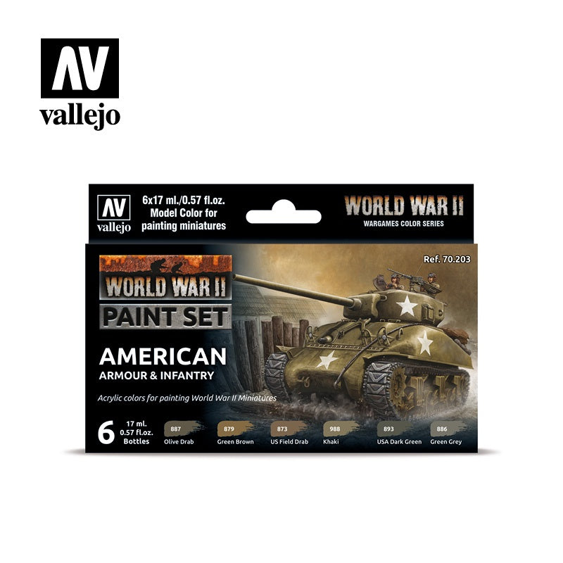 VAL70203 WWII American Armour and Infantry Paint Set