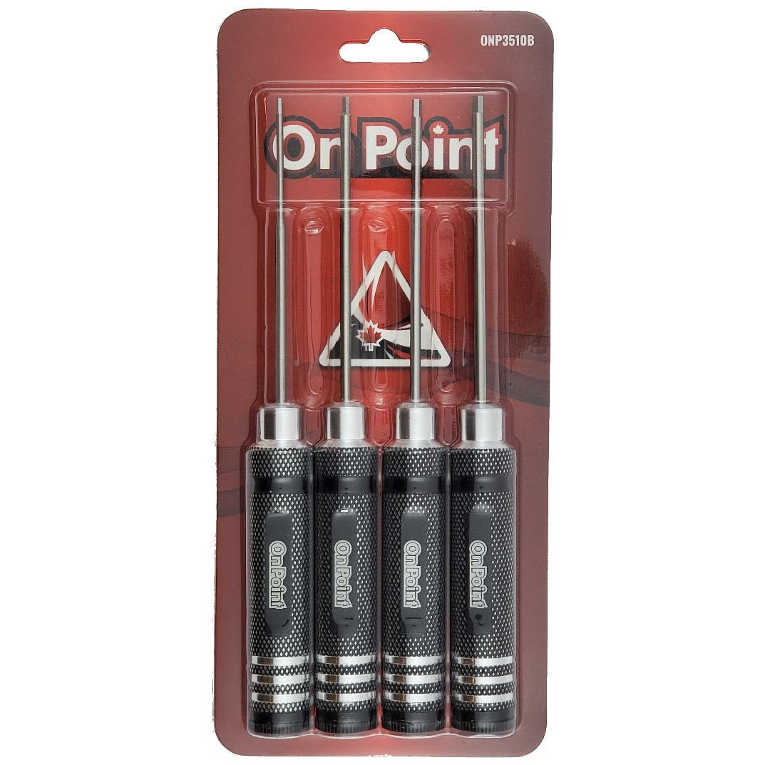 On Point Hex Screwdrivers (4) Size: 1.5, 2.0, 2.5, 3.0mm - Black