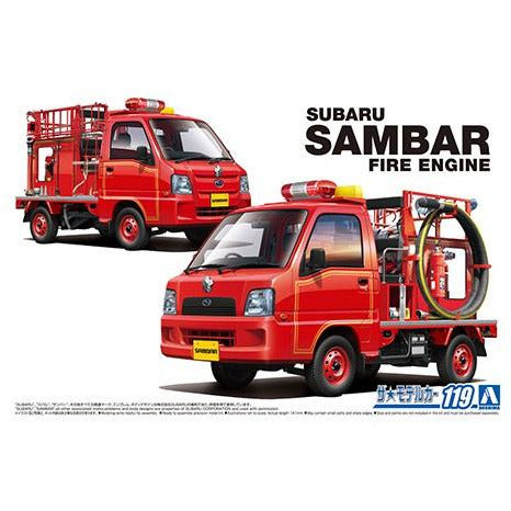 Subaru Sambar Fire Engine 1/24 Model Car Kit #57940 by Aoshima
