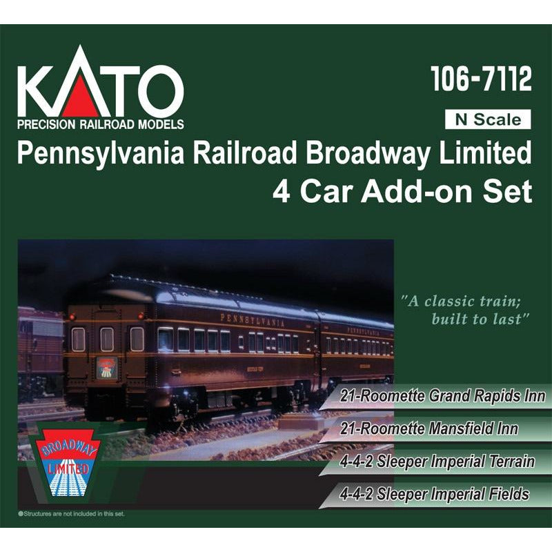 Kato N Scale Pennsylvania Broadway Limited 4 Car Add-on Set