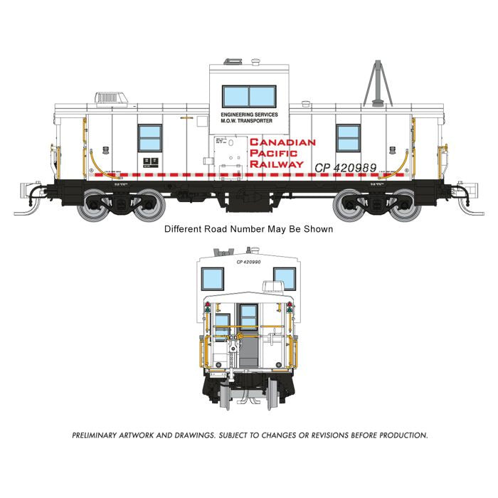 Rapido 510007 N Angus Shops Wide Vision Caboose with Lights, Canadian Pacific #420989