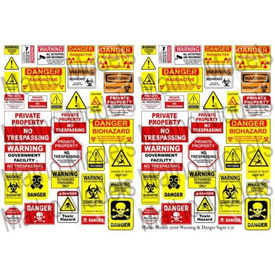 Matho Models 1/35 Warning & Danger Signs Printed Paper (66) MAT-35116