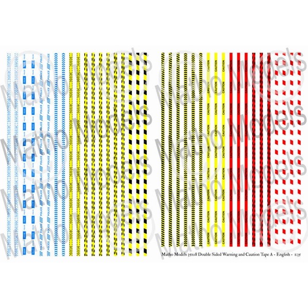 Double Sided Warning & Caution Tape #35108 Printed Glossy Paper 1/35 by Matho Models