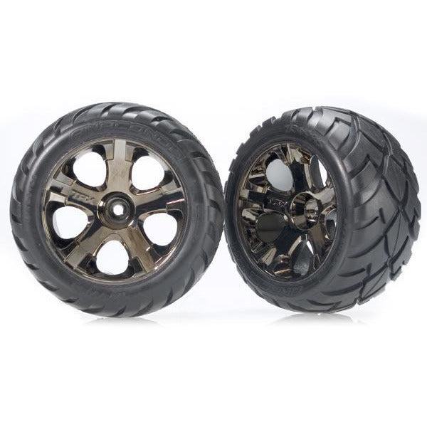 TRA3776A Anaconda Tires w/All-Star Front Wheels (2) - Black Chrome (Standard)