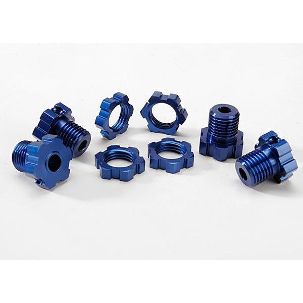 TRA5353X 17mm Splined Wheel Hub Set (Blue) (4) (Revo/Summit)