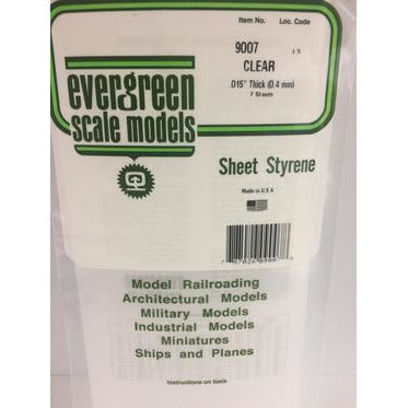 Evergreen #9007 Styrene Sheets: Clear 3 pack 0.015" (0.38mm) x 6" x 12"
