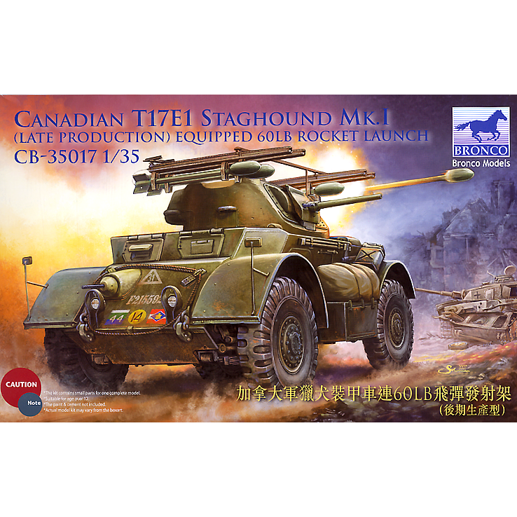 Canadian T17E1 Staghound Mk I (late Production) equipped with 60lb Rocket Launchers 1/35 by Bronco
