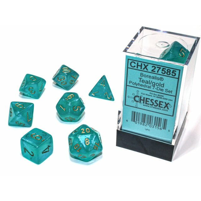 Chessex Borealis 7-Die Set Teal/Gold Luminary CHX27585