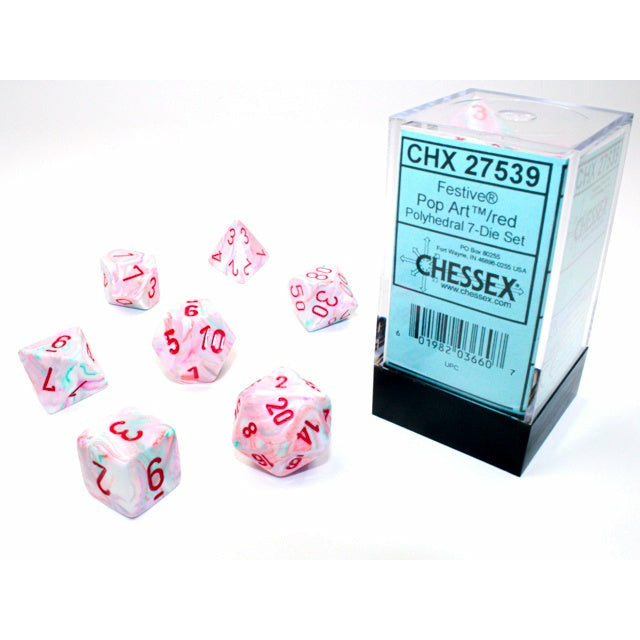 Chessex Festive 7-Die Set Pop Art /Red CHX27539