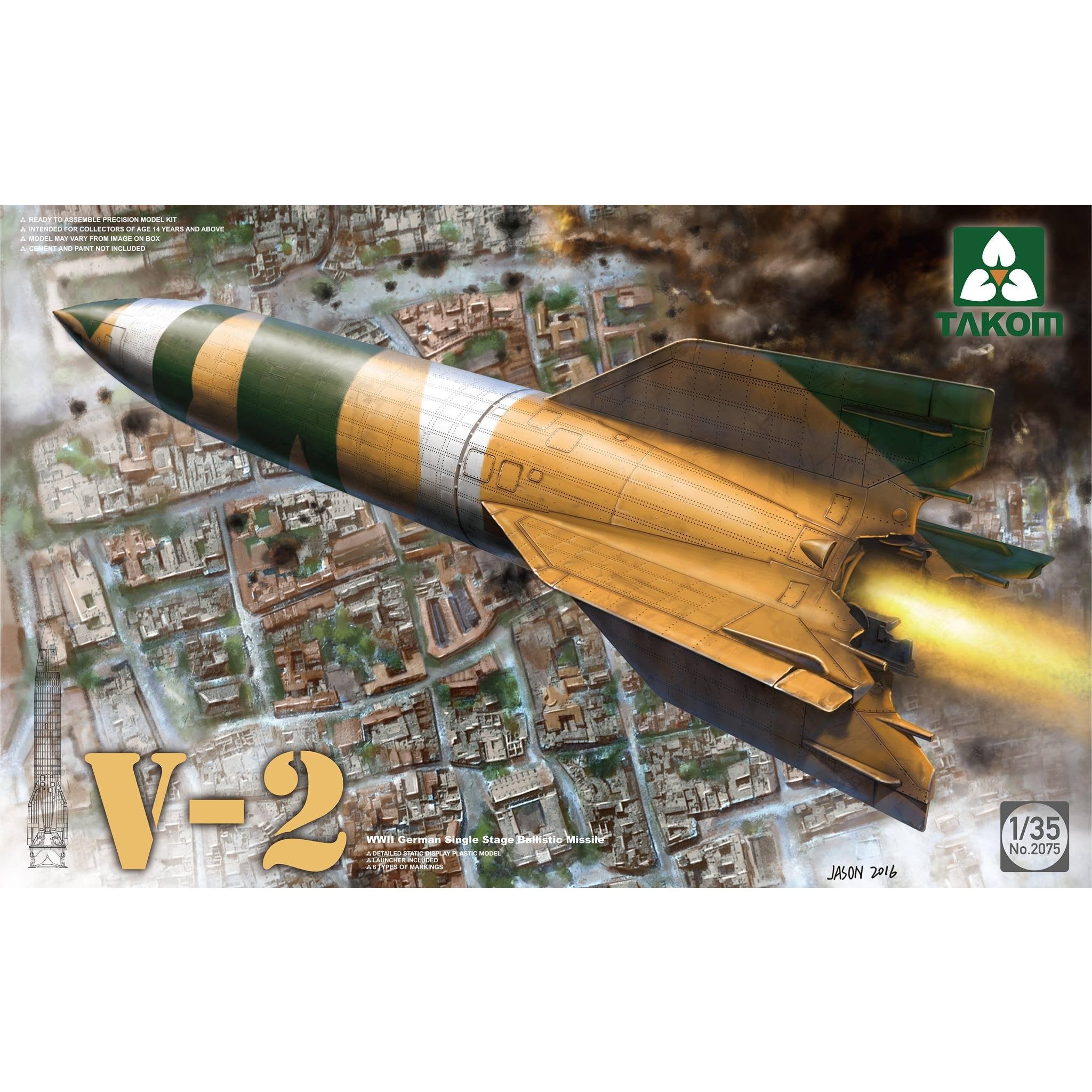 V-2 WWII German Single Stage Ballistic Missile 1/35 by Takom