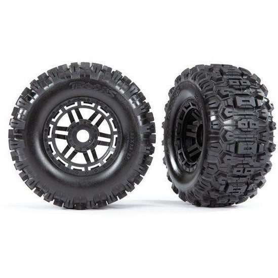 TRA8973 Sledgehammer Tires & wheels, glued (black wheels) (Maxx)