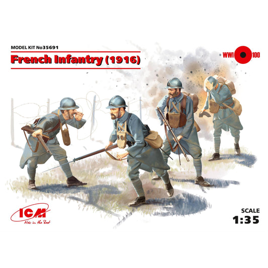 French Infantry 1916 (4 Figures) 1/35 #35691 by ICM