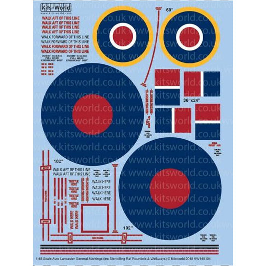 1/48 Avro Lancaster General markings, stencilling, RAF roundels & walkways