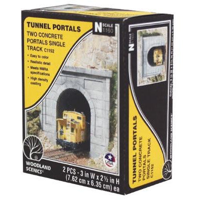 Woodland Scenics Tunnel Portal, Two Concrete Portals ,Single Track (N) WOO1152