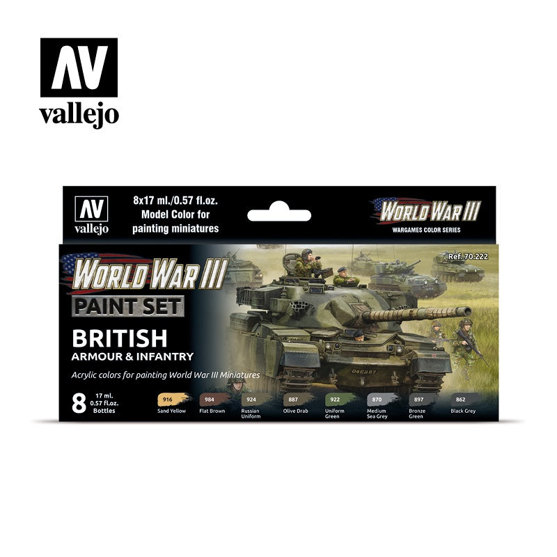 VAL70222 WWIII British Armour and Infantry Paint Set