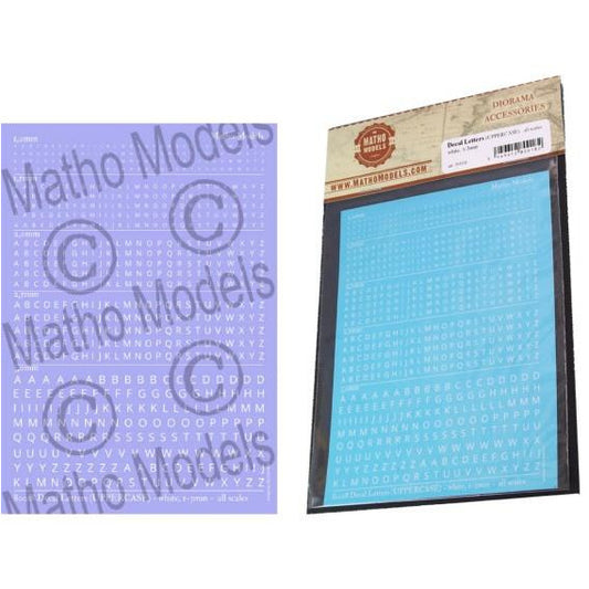 Multi-Scale White Upper Case 1-3mm Letters Decal
